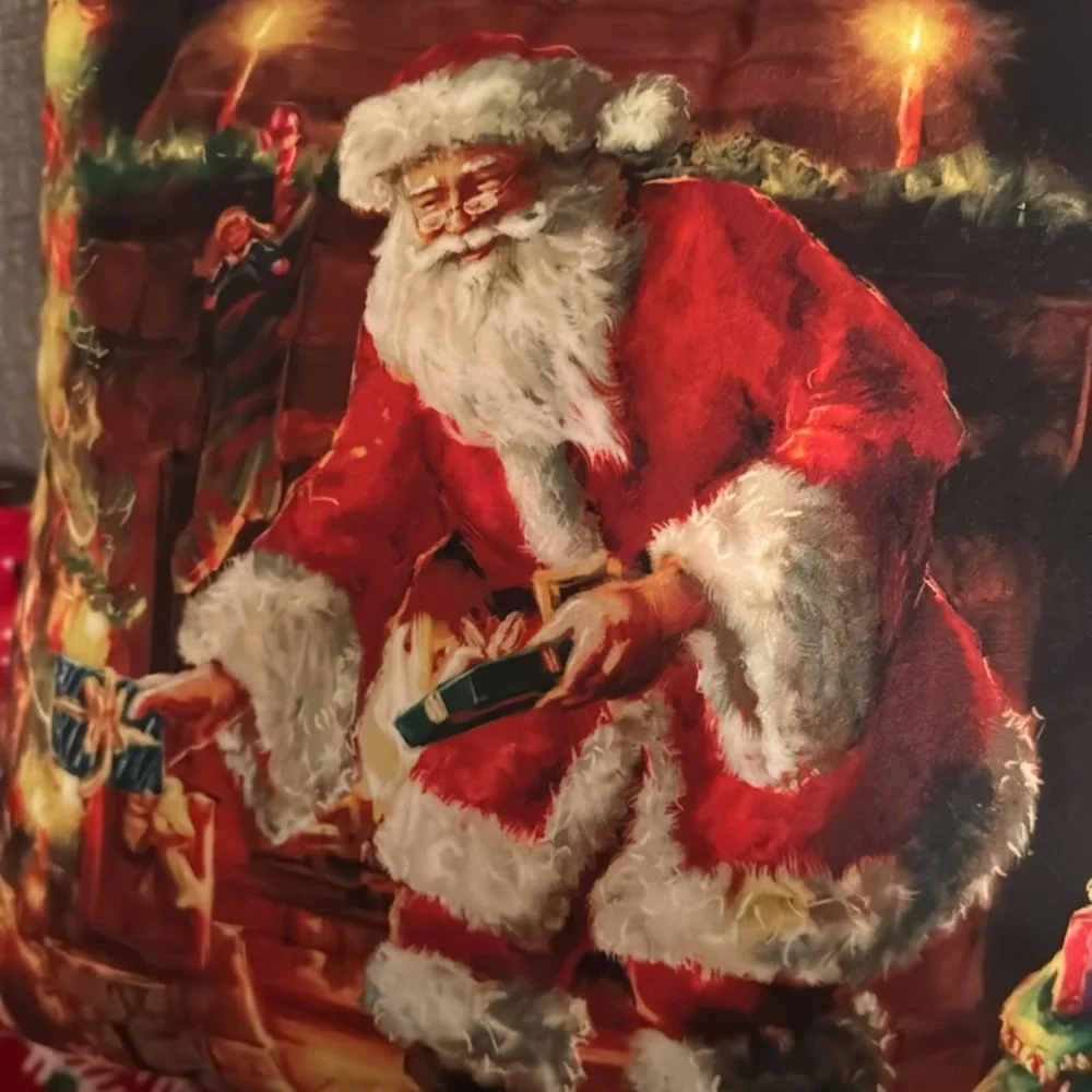 Santa Claus Gifts Under Tree Christmas Holiday Throw 16x16” Pillow Home Decor